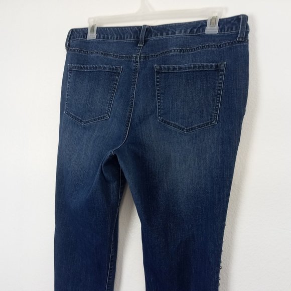 Charter Club Lexington Straight Jeans Women's Size 18 Faux-Pearl-Stud Tummy Pane - Picture 6 of 16